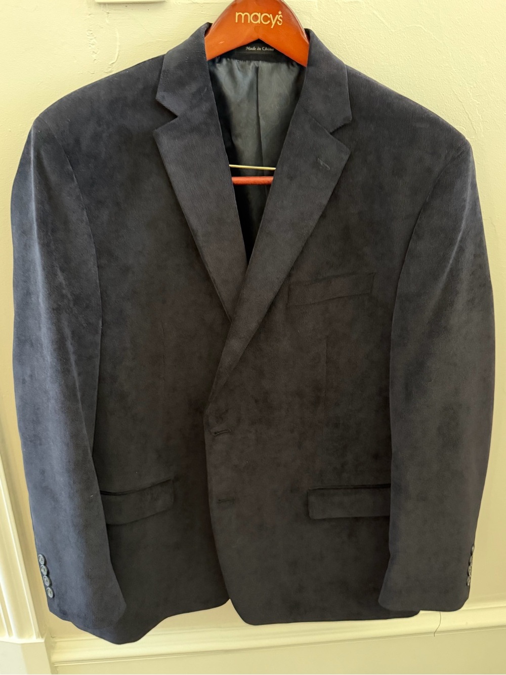 Ralph Lauren Men’s Navy Corduroy-Style Blazer Sport Coat Size 46R